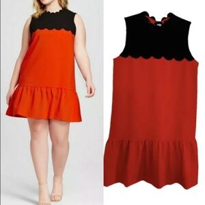 VICTORIA BECKHAM Black and Red Scalloped Dress size 1X